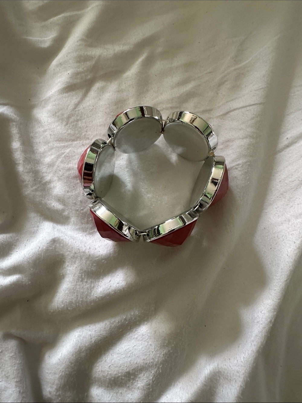 Red Faceted Statement Bracelet - Women's Fashion Jewelry - Picture 2 of 5